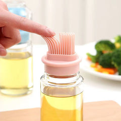 High Temp Silicone Brush w/ Bottle for Kitchen BBQ Pancakes
