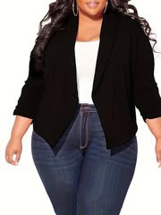  Casual Blazer Solid Long Sleeve Lapel Collar Stretch Blazer