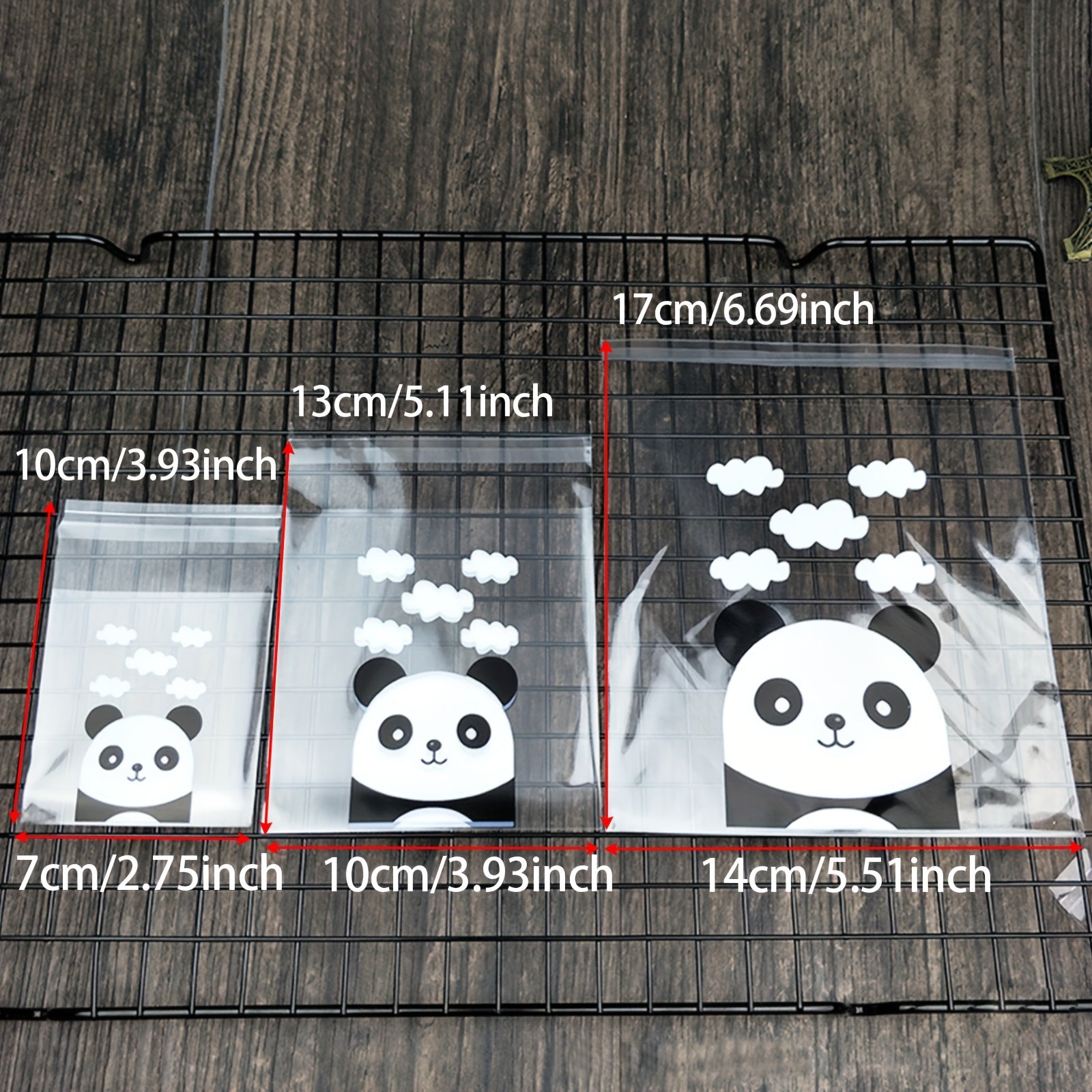 100pcs Panda Pattern Candy Bags Self Adhesive Gift Pouch
