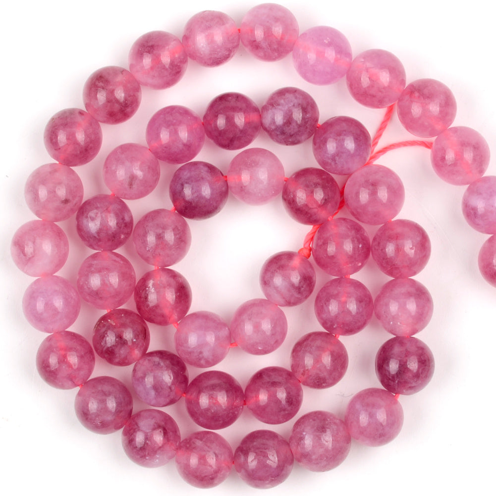 Pink Tourmaline Jade Loose Beads 6 8 10mm 15 Strand