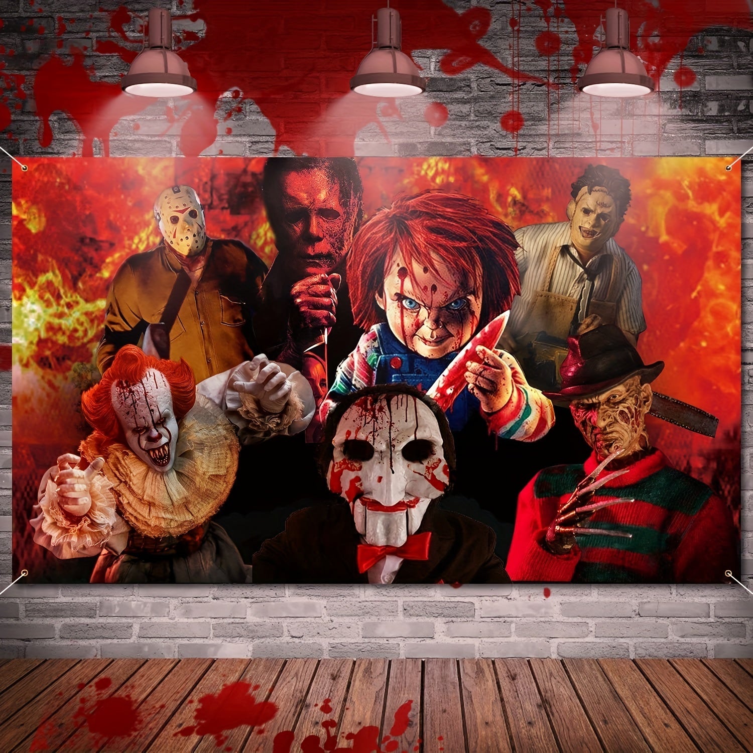 Scary Movie Character Backdrop for Halloween Party