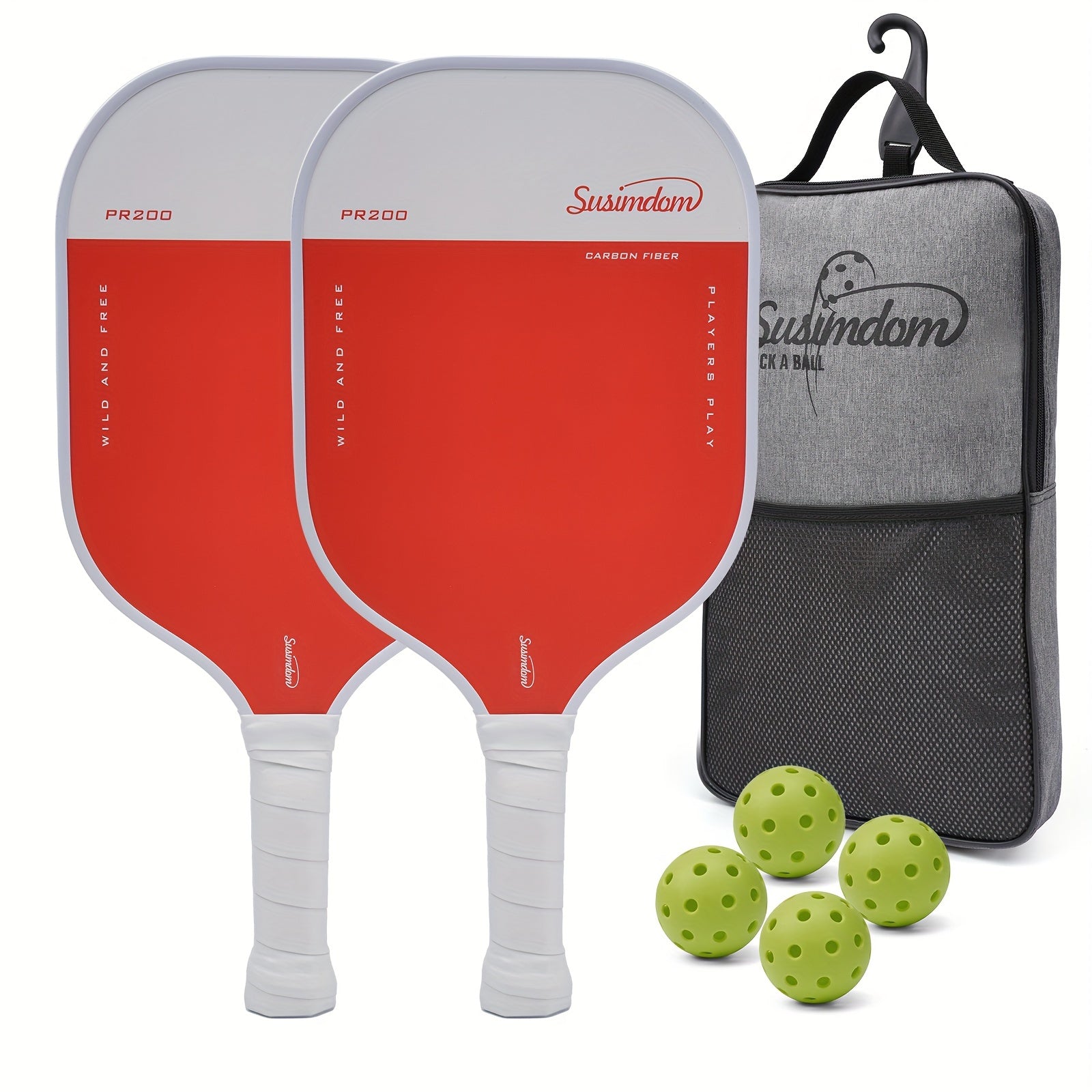 Pickleball Paddle Set with 2 Rackets, 4 Balls, and Bag