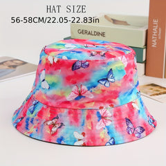 Kids Butterfly Print Sunshade Bucket Hat Outdoor Travel Vacation