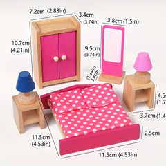 Wooden Bedroom Toys Set for Children Pretend Play