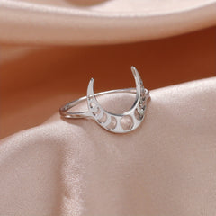 Hollow Crescent Moon Stainless Steel Men's Ring
