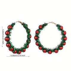 Wreath Dangle Earrings Christmas Party Gift