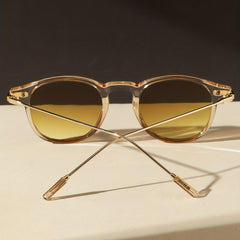 Translucent Round Frame Sunglasses Rivet Decor Glasses UV400