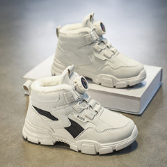 Warm Plus Fleece Boots with Rotating Button for Boys