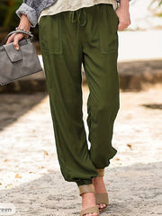  Drawstring Side Pocket Cuffed Pants