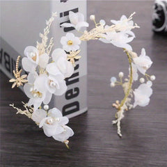 Flower Faux Pearl Headband Tiara Crown Bridal Headdress