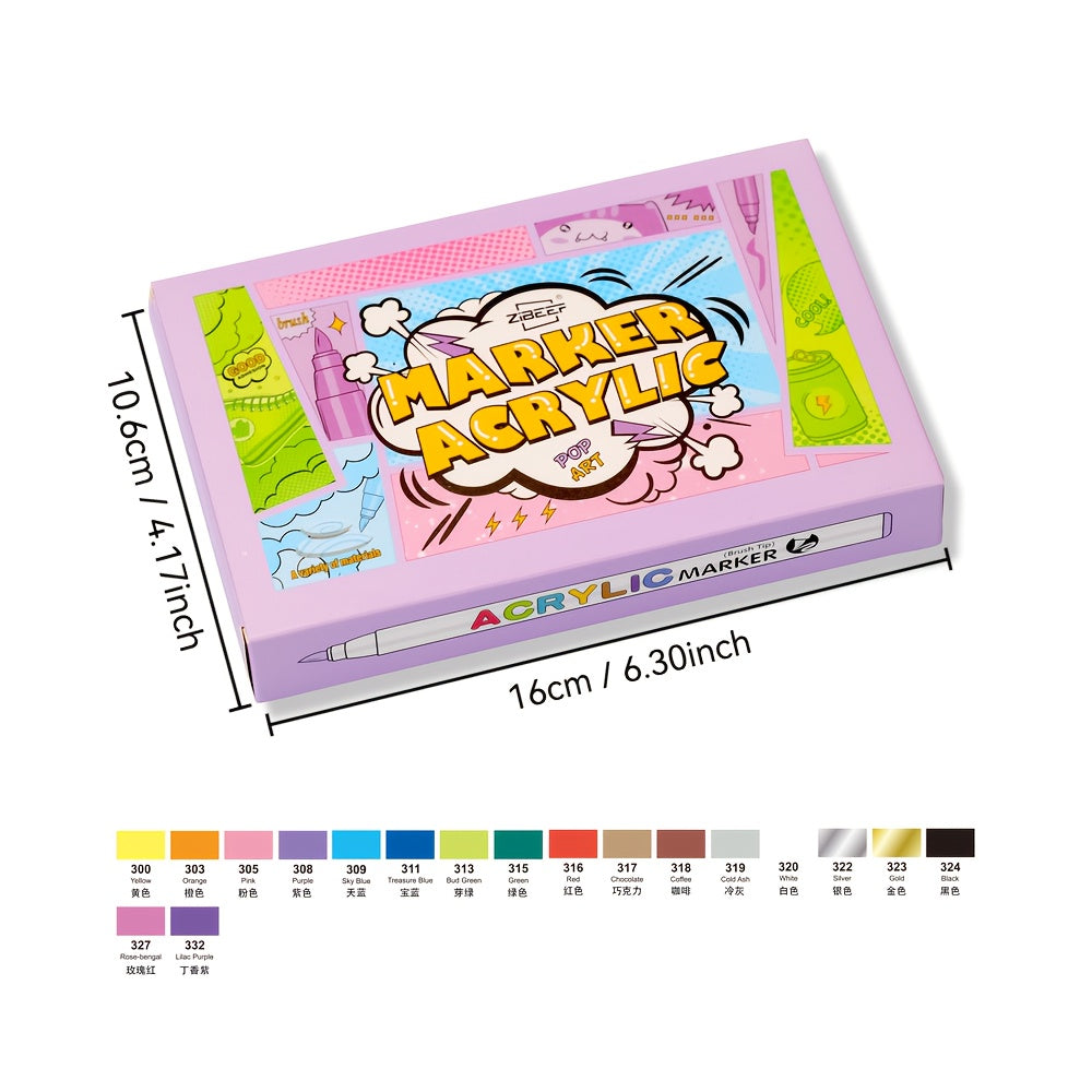 18 Pastel Acrylic Cartoon Doodle Marker Set Strong Coverage