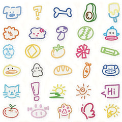 60pcs Cartoon Doodle Stickers Assorted Colors DIY Decals