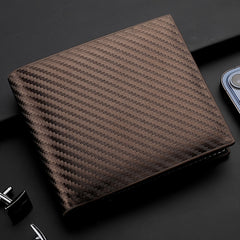 Men's Carbon Fiber Wallet Card Holder with Zipper Horizontal Wallet