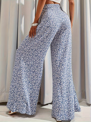  Boho Pants Women's Plus Floral Print Wide Leg Pants