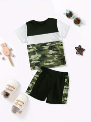 Boy's Camo Print T shirt & Shorts Set Short Sleeve Top Casual Outfit