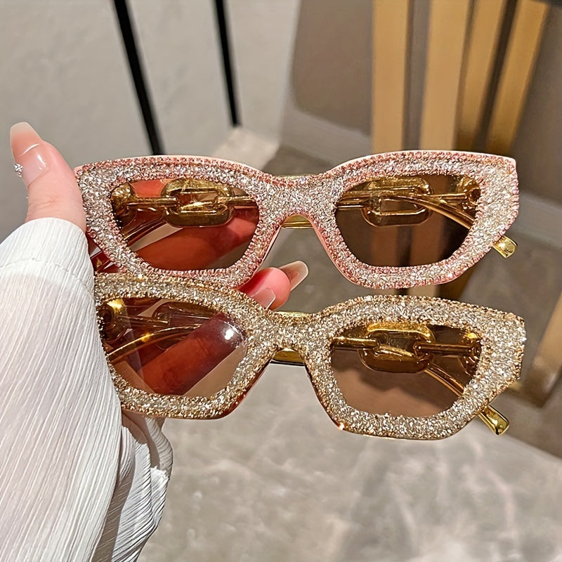 Y2K Cat Eye Sunglasses Rhinestone UV400 Sun Shades