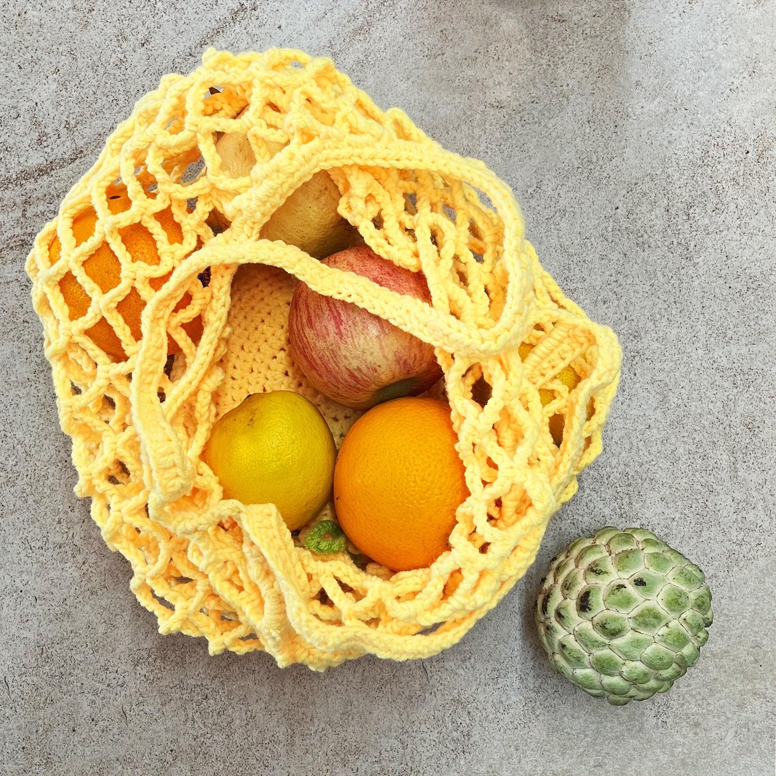 Crochet Kit For Reusable Mesh Grocery Bag With Instructions