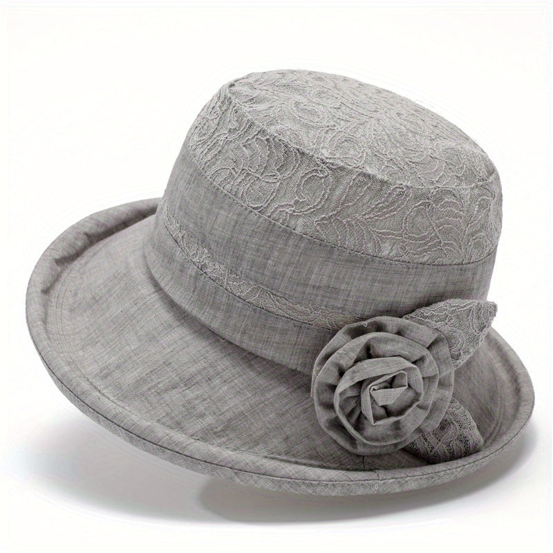 Lace Bucket Hat Flower Decor Thin Basin Hat Sun Hats For Women