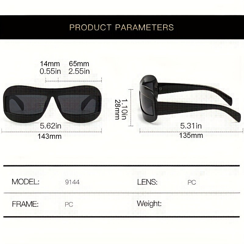 Y2K Oversized One piece Sunglasses Hiphop Futuristic Block Glasses