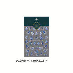 Purple Flower 5D Nail Stickers for Effortless Glamour