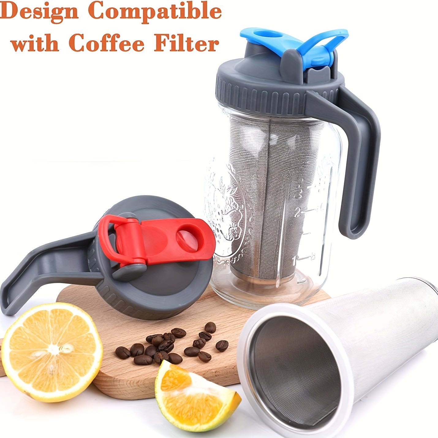 Airtight Mason Jar Lid with Handle and Pour Spout - Ideal for Lemon