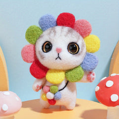 DIY Animal Needle Felting Starter Kit Plush Cat Doll Wool Material
