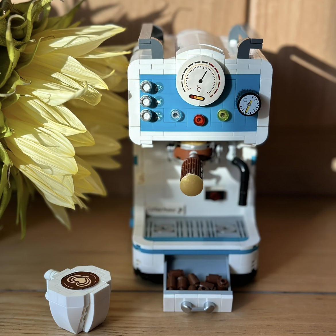 1000 pcs Coffee Machine Building Blocks Wooden Construction Kit