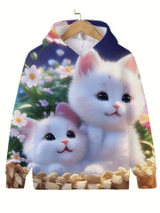 Cute Cartoon Kitten Friends Hoodie Girls Sweatshirt