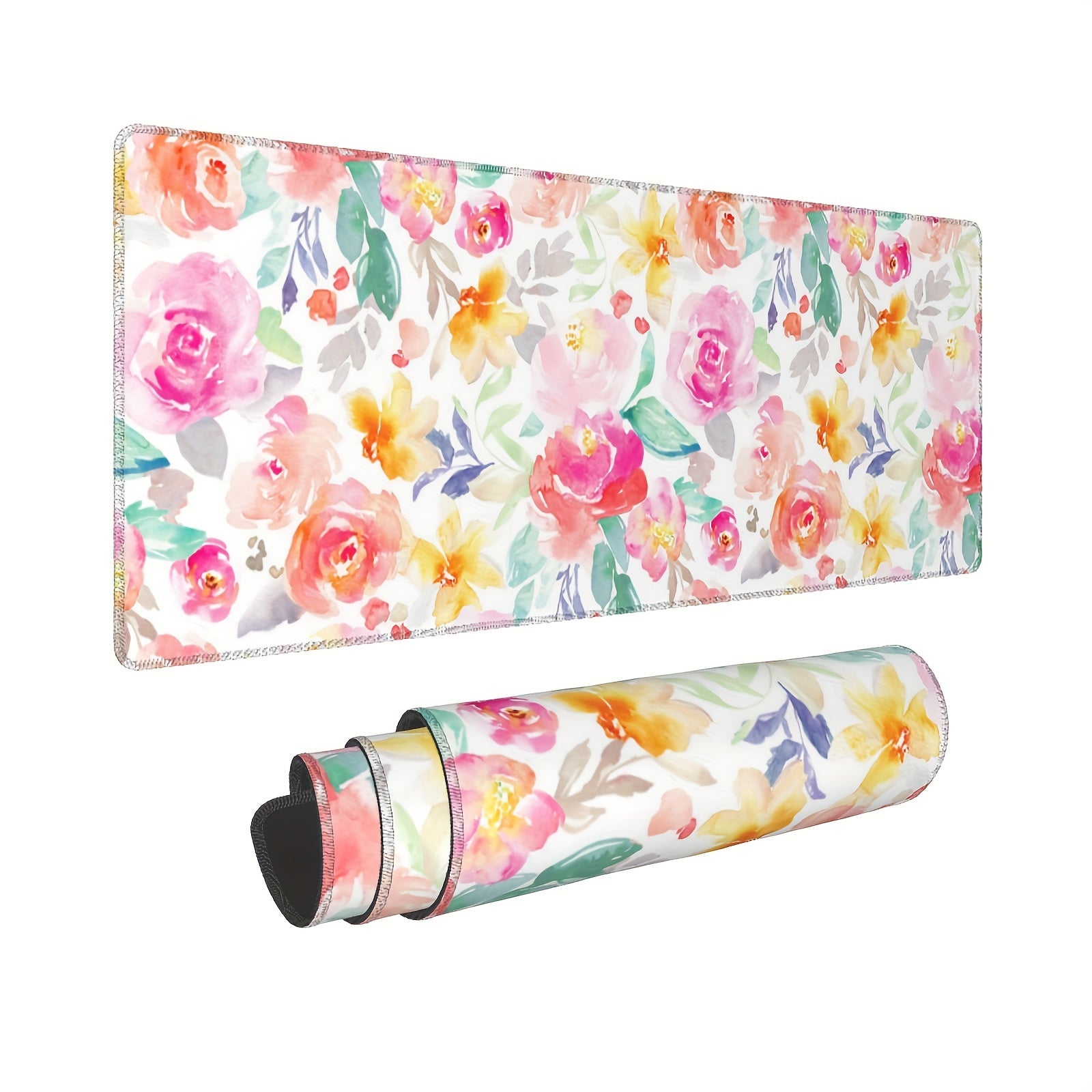 Floral Desk Mat Pink Mouse Pad Non Slip Large Desk Mat