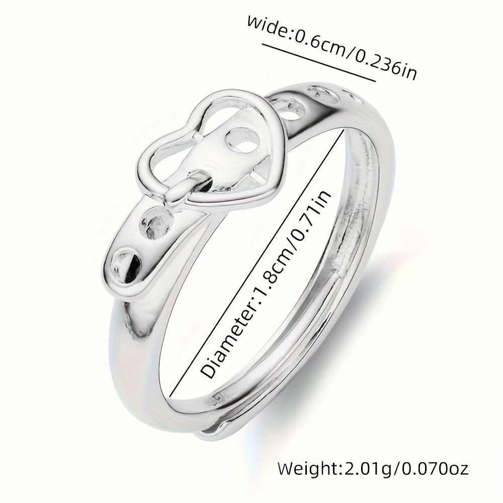 925 Silver Heart Belt Ring for Men and Women