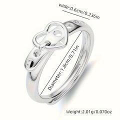 925 Silver Heart Belt Ring for Men and Women