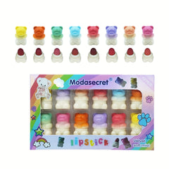 12 Pcs Bear Lipstick Set Long Lasting Waterproof Lip Tint for Women Girls