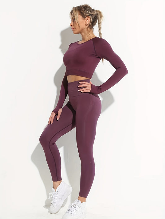 Yoga Set Crop Top & High Waist Leggings Women's Activewear