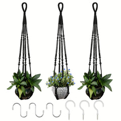 3 Macrame Plant Hangers Indoor Plant Holders 35inch