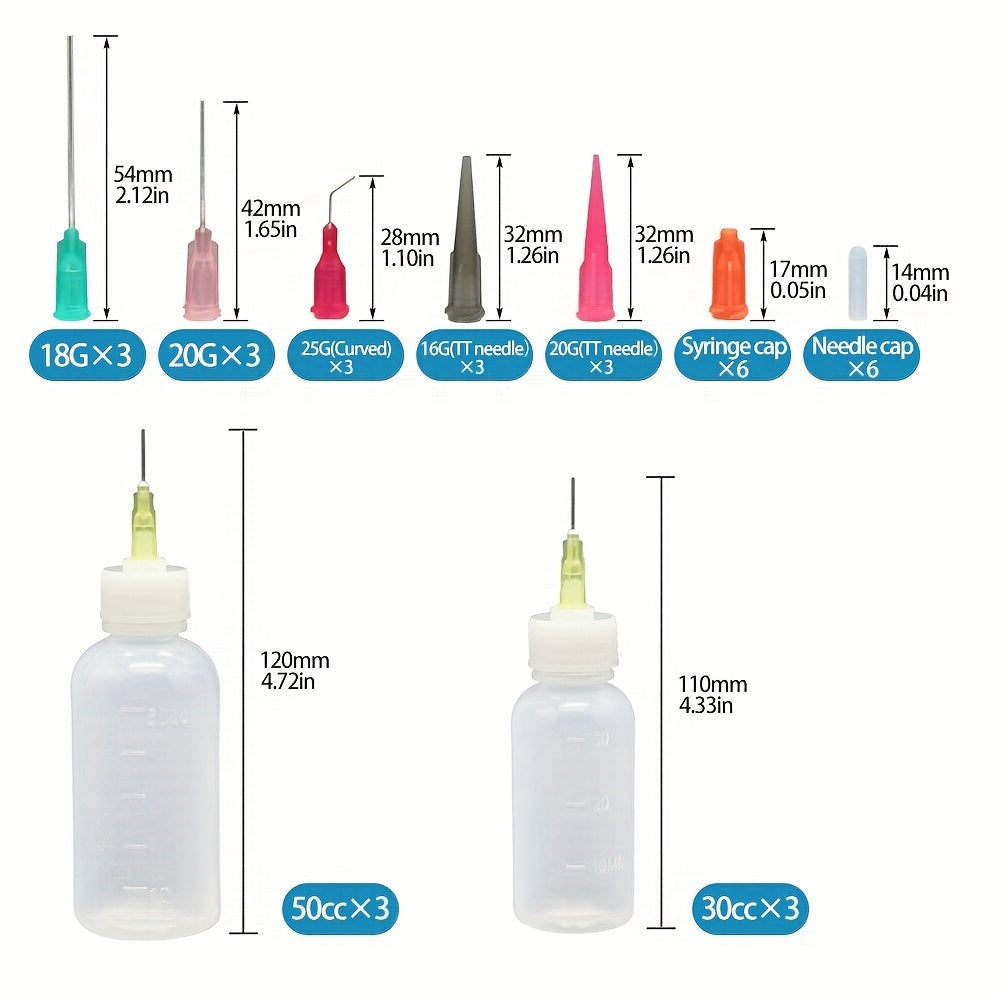 6pcs 30ml 50ml Needle Glue Squeeze Bottle Fine Tip Liquid Acrylic Pa