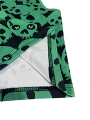 Halloween Skull Print Crop Tank Top Sexy Crew Neck Sleeveless Top For Summer
