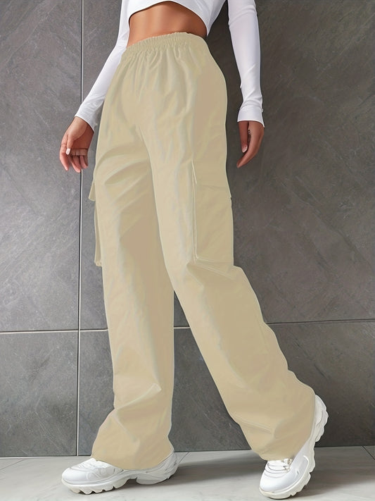 Cargo Pants High Waist Straight Leg Casual Wide Leg Pants