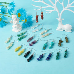 Stone Decor Drop Earrings - Natural Stone Beaded Drop Earrings