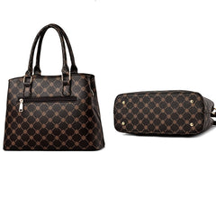 Vintage Print Tote Bag Zipper Shoulder Satchel Bag