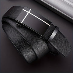 Men's PU Leather Business Belt Automatic Buckle Belts