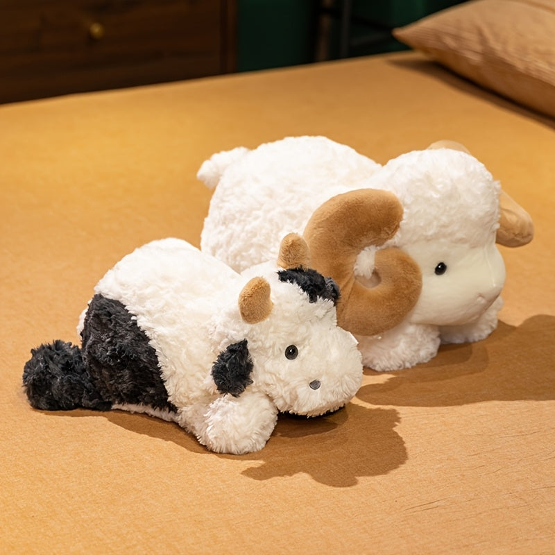 Realistic Plush Goat & Cow Stuffed Animal Soft Fluffy