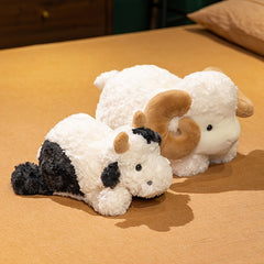 Realistic Plush Goat & Cow Stuffed Animal Soft Fluffy