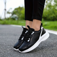 Women's Faux Leather Running Shoes Non Slip Sneakers