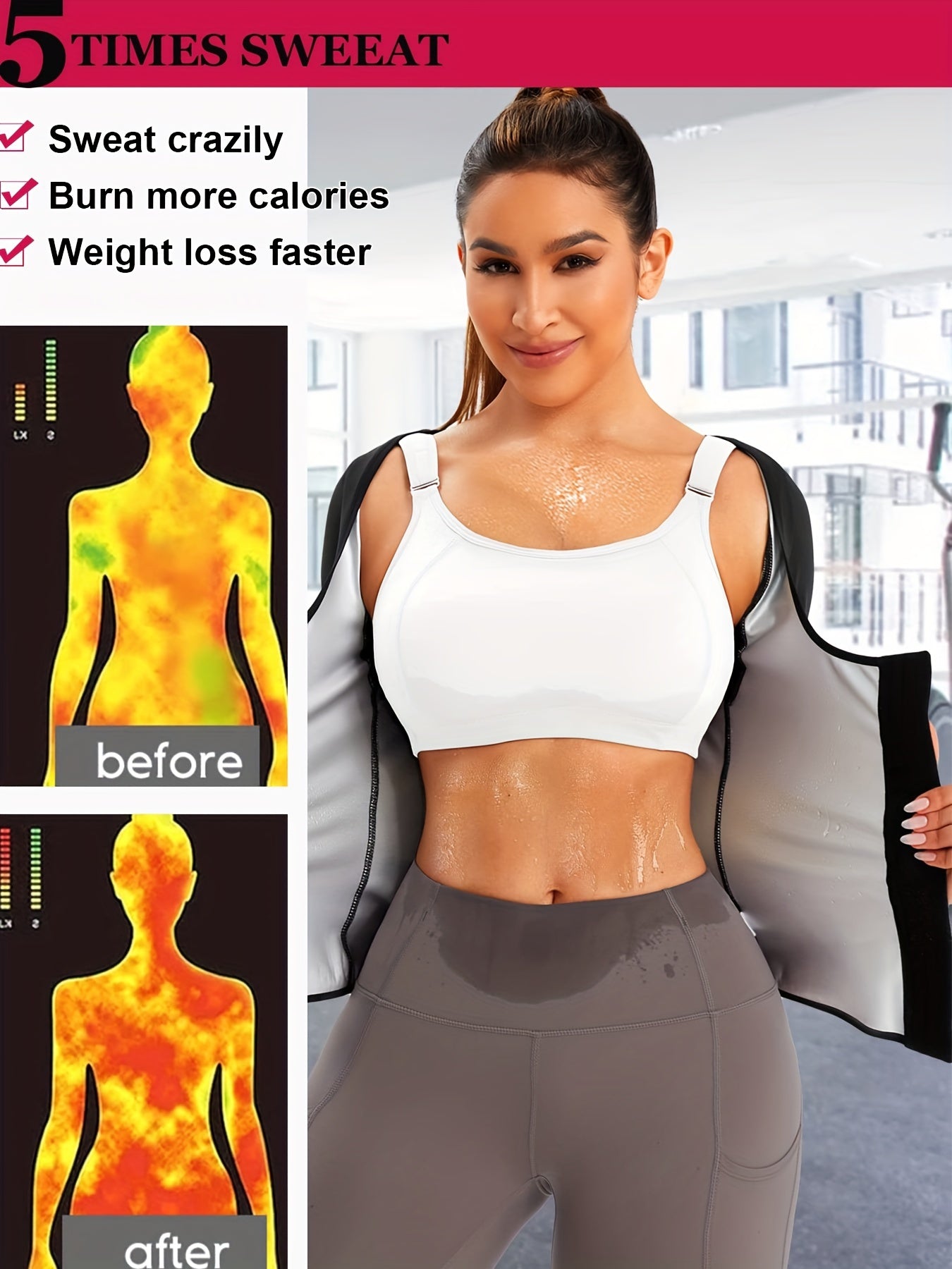 Sauna Body Shaper Sweat Sleeves Waist Trainer Top Women's Activewear