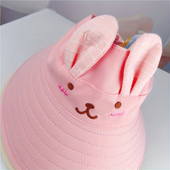 Kids Bunny Drawstring Fisherman's Hat Sunscreen Bucket Cap