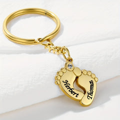 Customized Letter Foot Pendant Keychain Engraved Name Jewelry