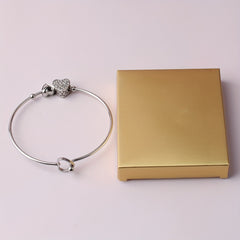 304 Stainless Steel Bangle with Glass Charm