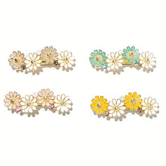 Daisy Hair Clip Enamel Painted Flower French Barrette Side Clip