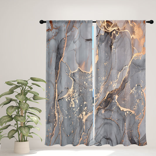 Marble Decorative Curtains Waterproof Modern Pink Gray Green Rod Pocket Curtains