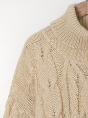  Solid Cable Long Sleeve Sweater